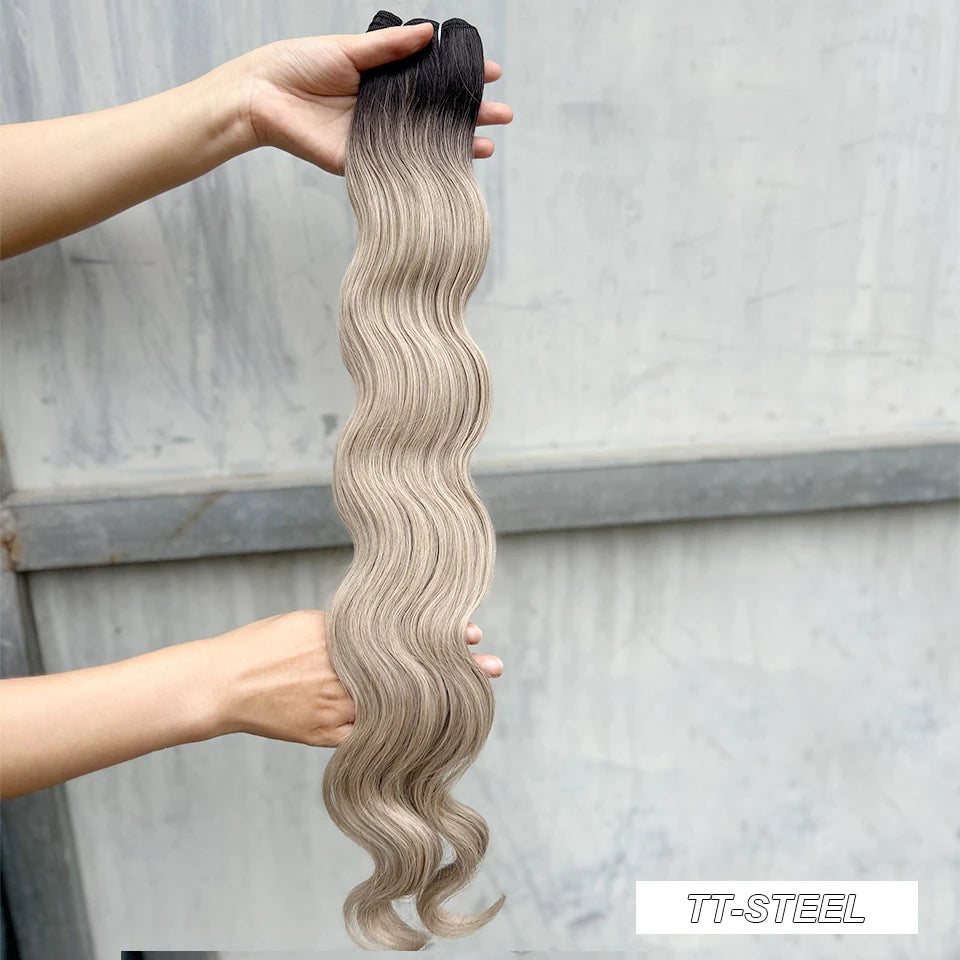 30Inches 200grams Orange Light Brown 12# M888# Body Wave Hair Weave Bundles Blond 27/613 White High Temperature Synthetic Hair