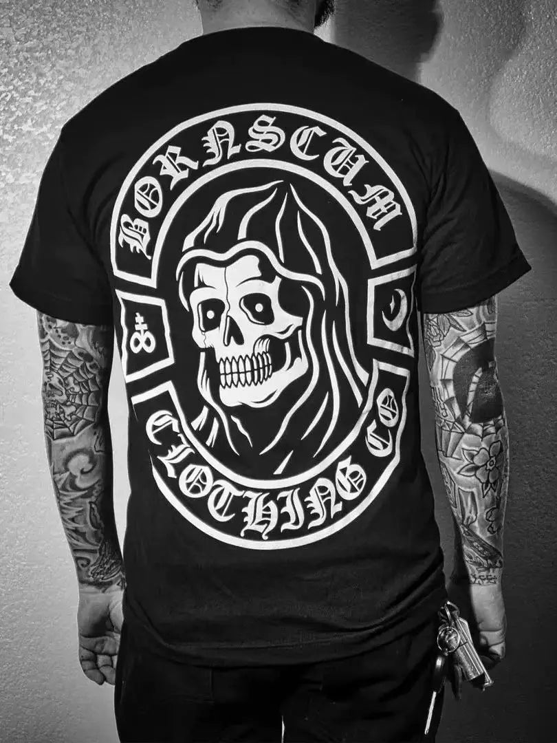 Gothic Punk Style Skull Graphic Men Tshirts Street Rock Hip-Hop Streetwear Grunge Heavy Metal Rock Top Oversized Tee Ropa Hombre