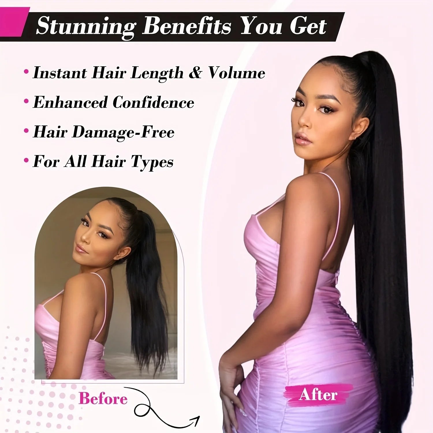 Straight Ponytail 100% Real Human Hair Drawstring Ponytail Clip In Hair Extensions Brazilian Virgin Natural Black Clips Ponytail