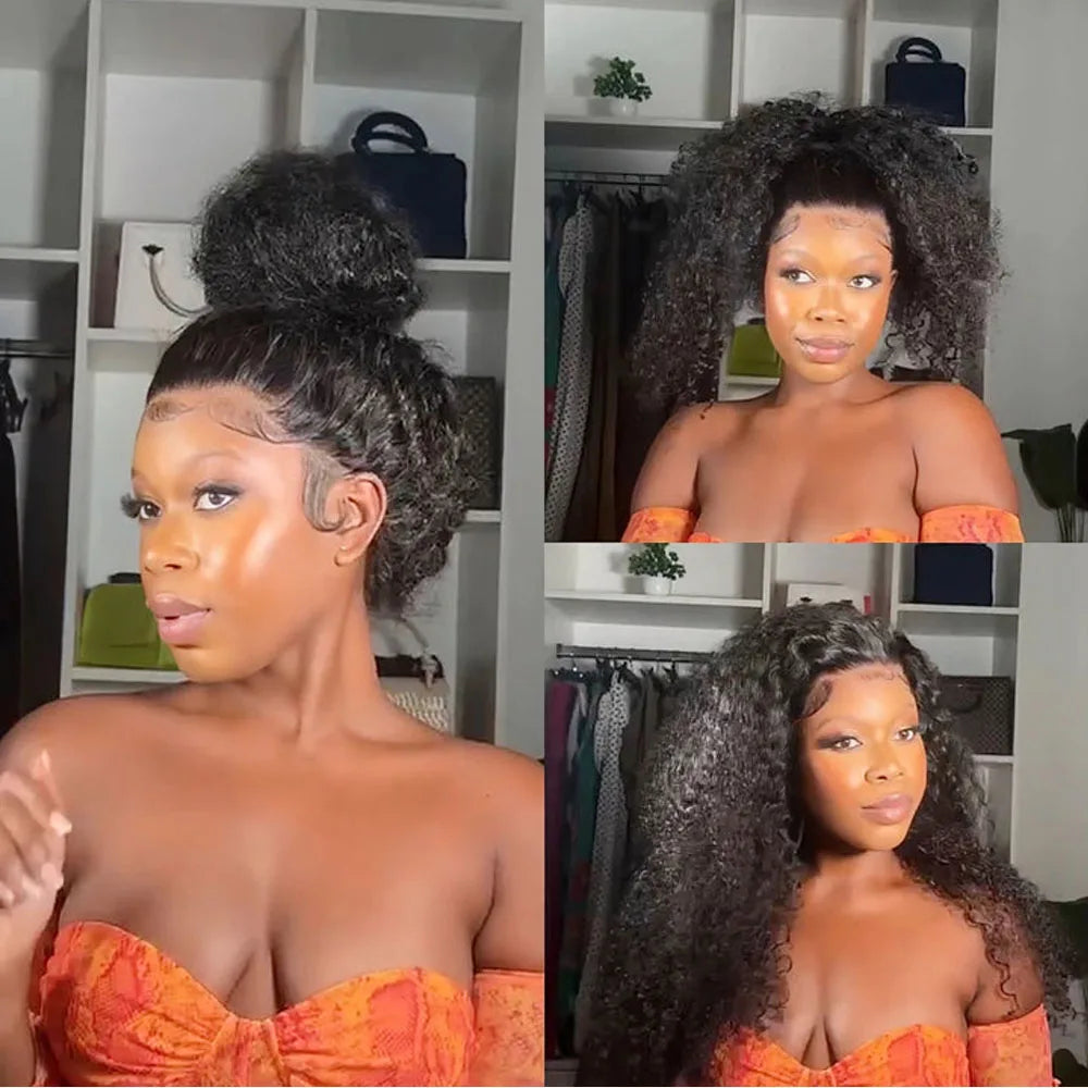 250 Density 360 Full Hd Lace Front Human Hair Wig Pre Plucked 30 Inch Glueless Wig 13X6 Deep Curly Wave Frontal Wig Human Hair