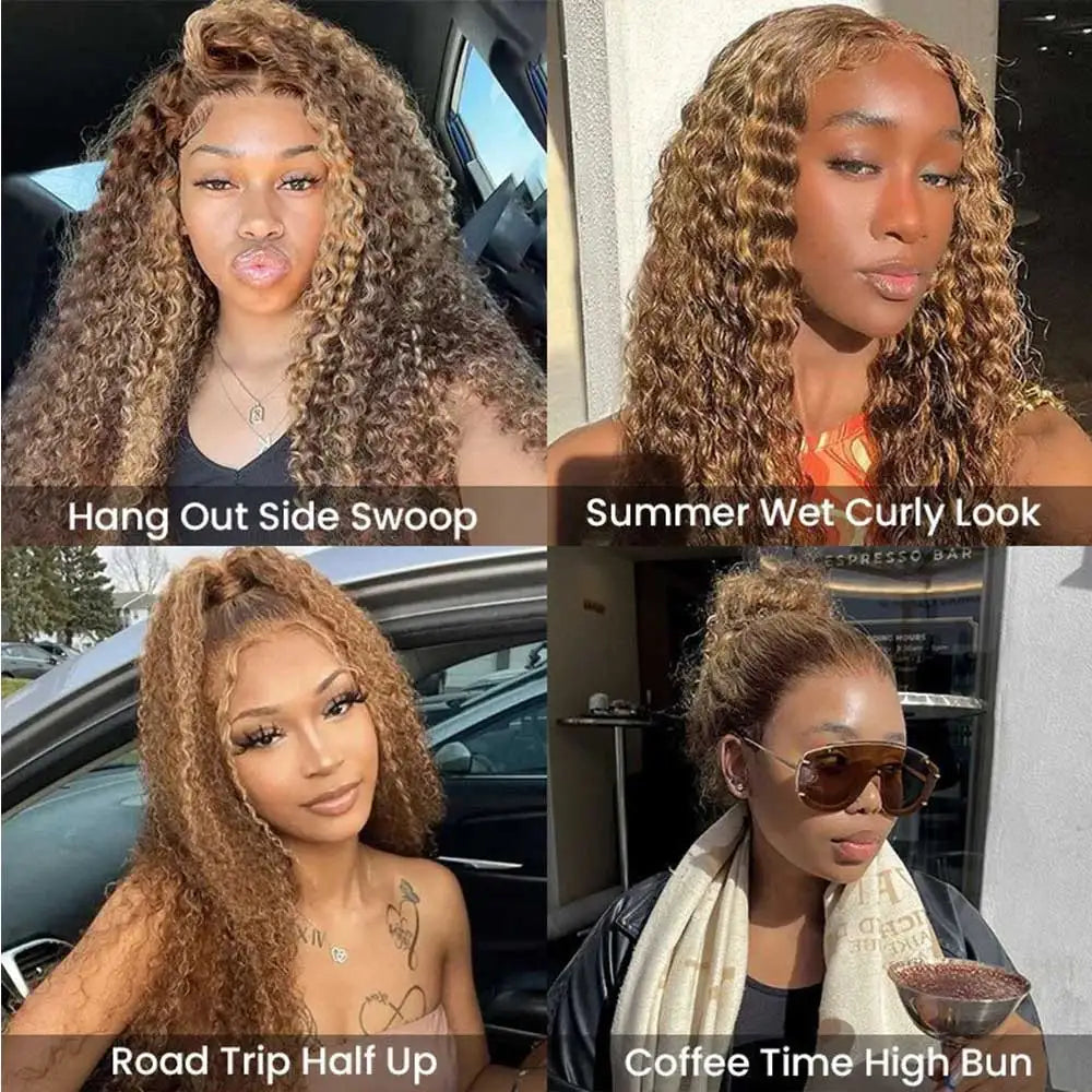 Water Wave 30 32 36Inch Invisible Strap 360 Full Lace Front Wig Chocolate Brown Deep Wave Frontal Wig Glueless Wig Human Hair