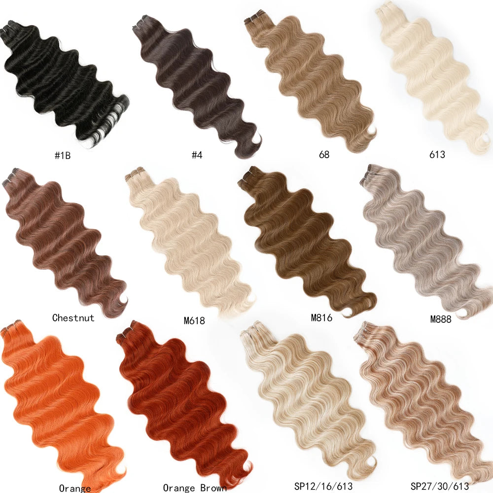 30Inches 200grams Orange Light Brown 12# M888# Body Wave Hair Weave Bundles Blond 27/613 White High Temperature Synthetic Hair