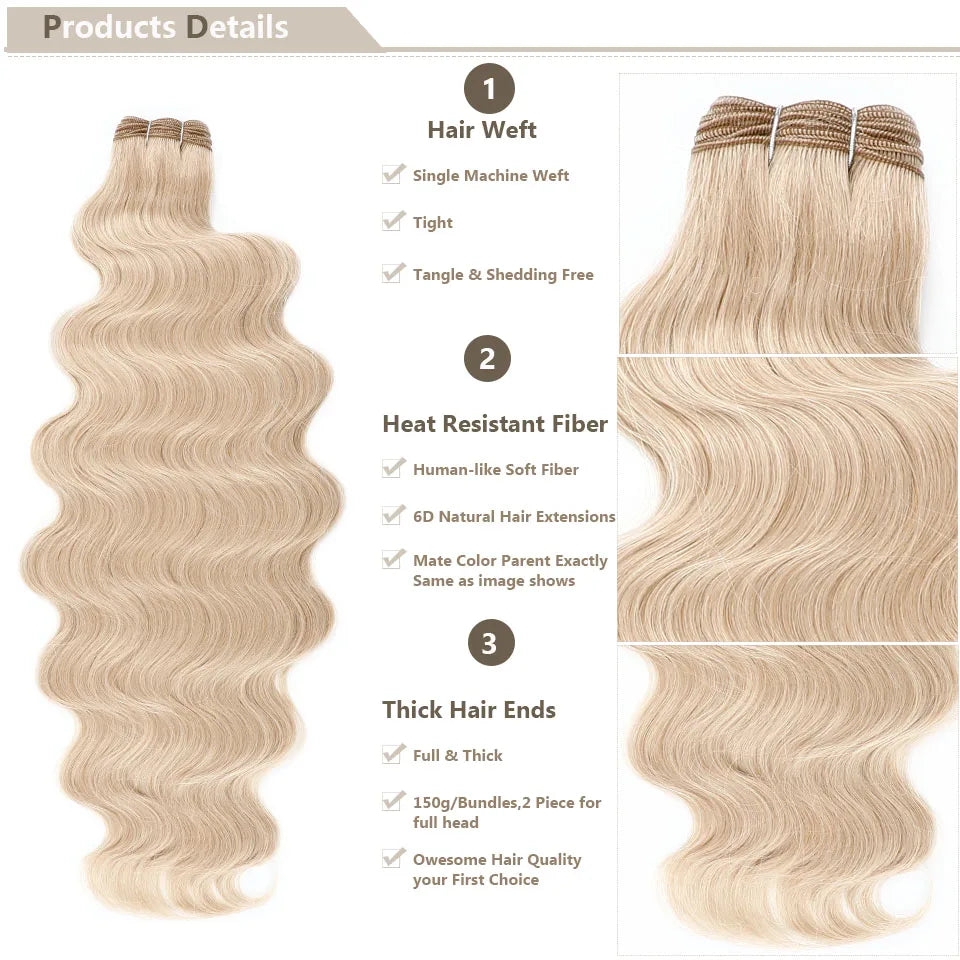 30Inches 200grams Orange Light Brown 12# M888# Body Wave Hair Weave Bundles Blond 27/613 White High Temperature Synthetic Hair