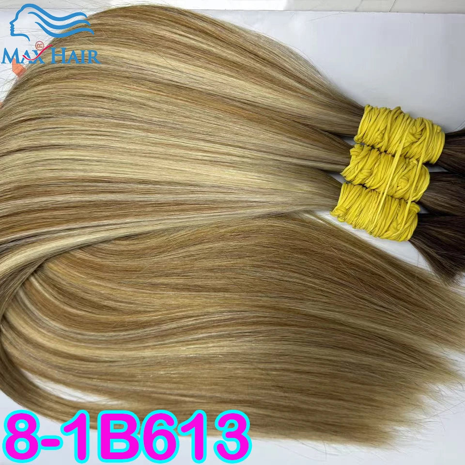 613 Striaght Human Hair No Weft 100% Virgin Bundles Highlight Original Bulk Extensions Russian Natural Unprocessed Blonde hair