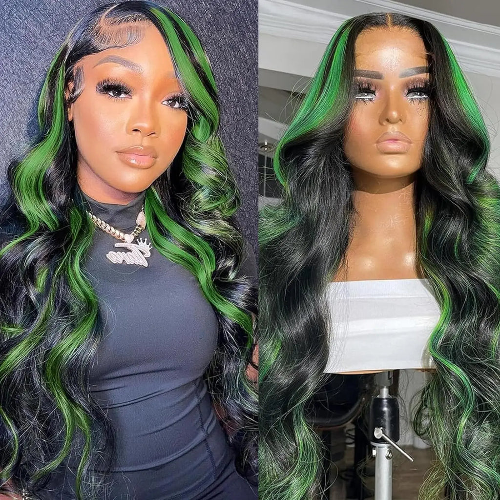 Black With Red Highlight Wig Synthetic Lace Front Wig 13X4 Pre plucked Hairline With BabyHairWomen's Wig with Density Lace Front