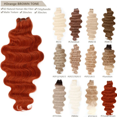 30Inches 200grams Orange Light Brown 12# M888# Body Wave Hair Weave Bundles Blond 27/613 White High Temperature Synthetic Hair
