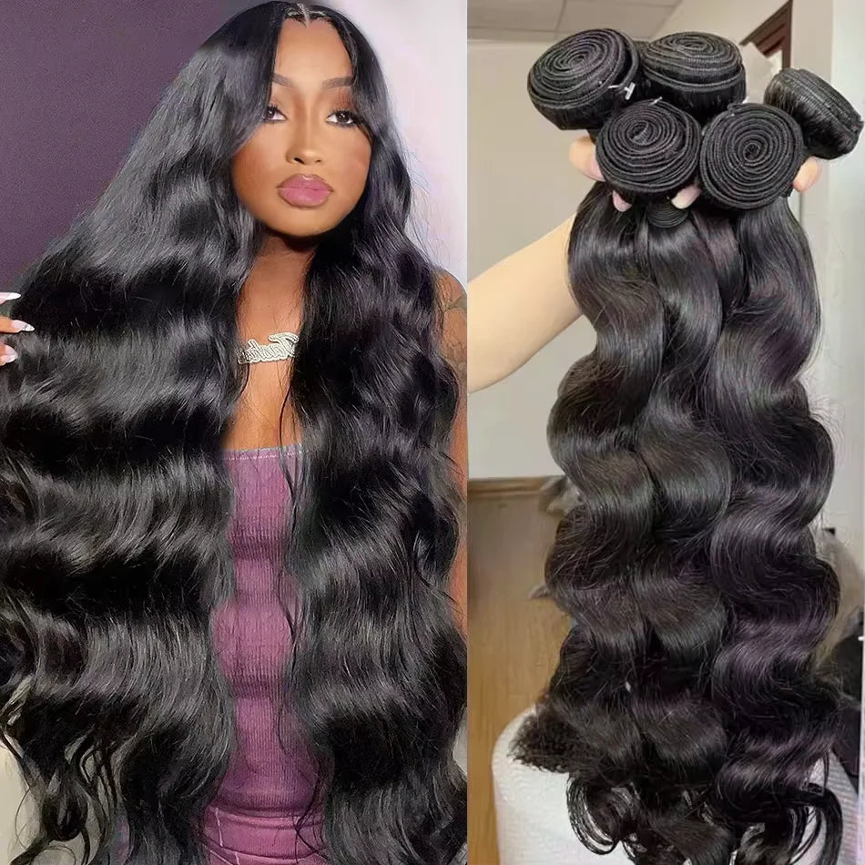 Body Wave 30 32 Inch Brazilian Remy 100% Human Hair Bundles   Brazilian Water Wave Human Hair Extensions 2 3 4 Bundles Deal
