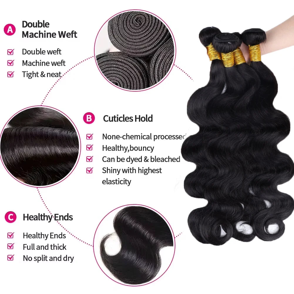 Body Wave 30 32 Inch Brazilian Remy 100% Human Hair Bundles   Brazilian Water Wave Human Hair Extensions 2 3 4 Bundles Deal