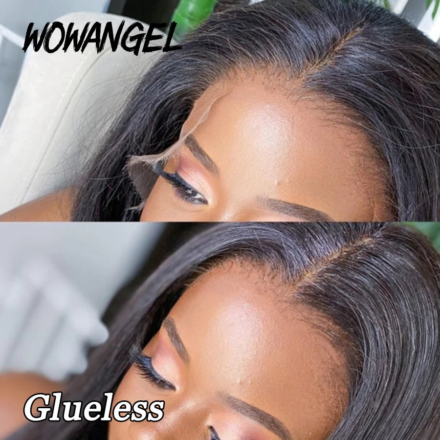 Wow Angel Glueless Wigs 7x7/6x6/5x5 HD Lace Closure Wigs Silk Straight Melt Skins Deep Part Ready to Go Human Hair Wig For Woman