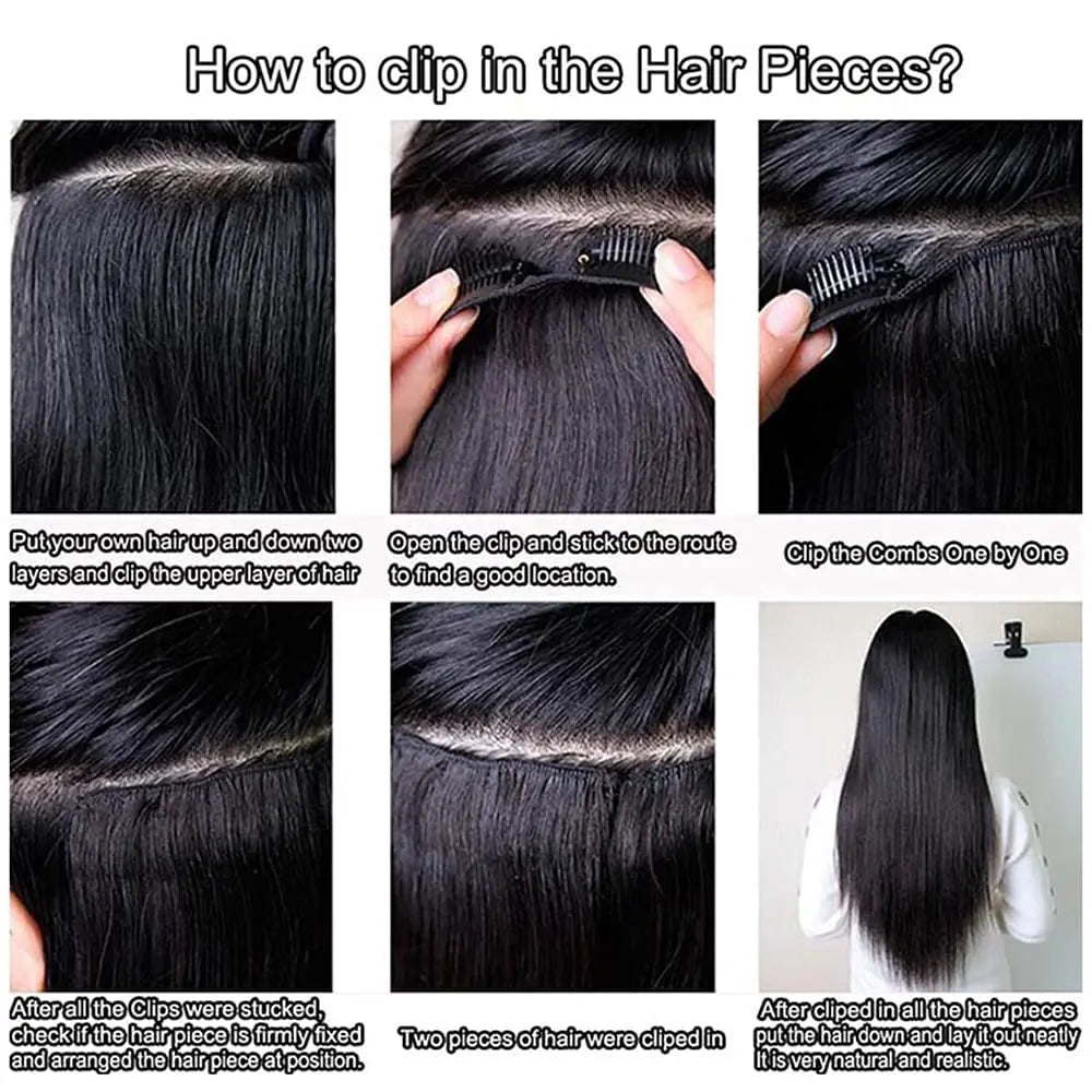 Seamless Kinky Straight Clip In Hair Extensions Brazilian Virgin Human Hair Extensions 8Pcs Clip Ins Human Hair With 18 Clips
