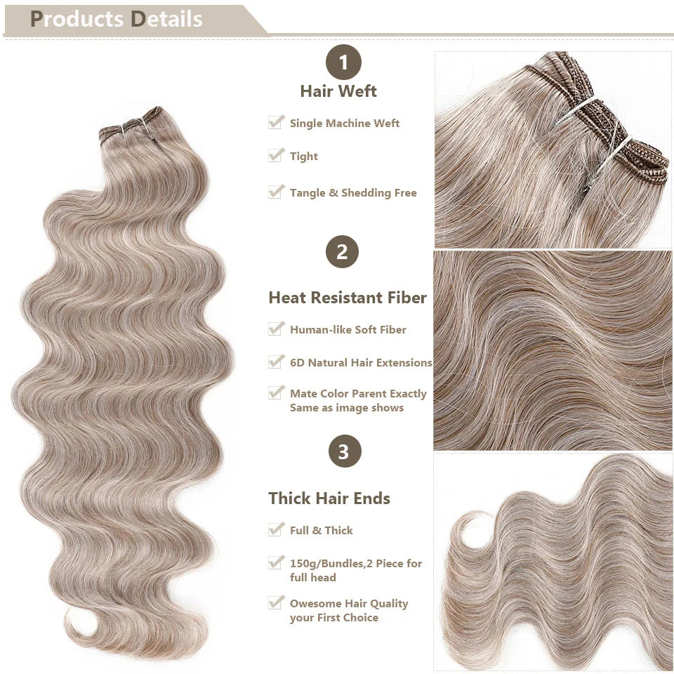 30Inches 200grams Orange Light Brown 12# M888# Body Wave Hair Weave Bundles Blond 27/613 White High Temperature Synthetic Hair