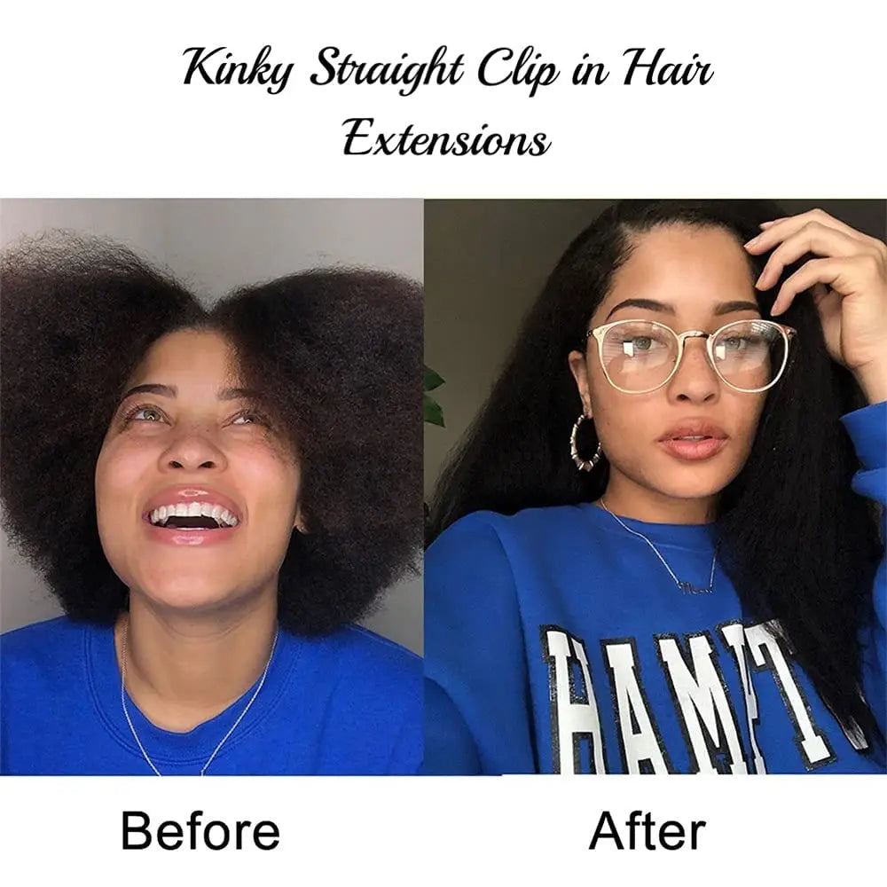 Seamless Kinky Straight Clip In Hair Extensions Brazilian Virgin Human Hair Extensions 8Pcs Clip Ins Human Hair With 18 Clips