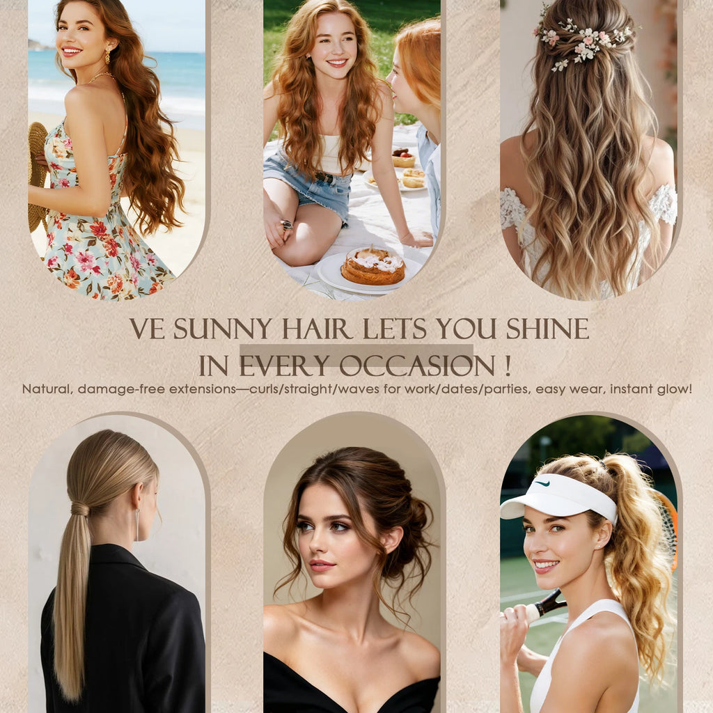 Ve Sunny Hair Seamless Clip in Hair Extensions Human Hair Thinning Hair Extensions Fill Ins Remy Hair Add Thickness 4PCS 85G