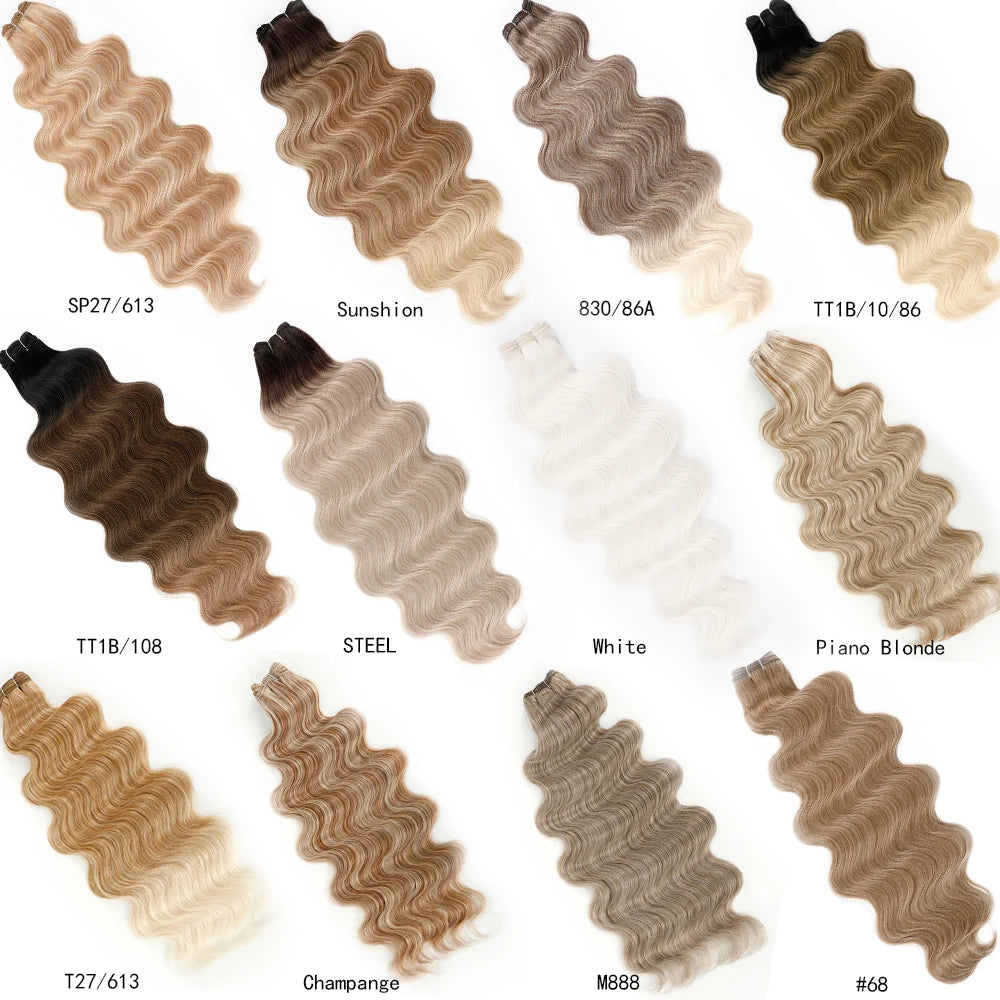 30Inches 200grams Orange Light Brown 12# M888# Body Wave Hair Weave Bundles Blond 27/613 White High Temperature Synthetic Hair
