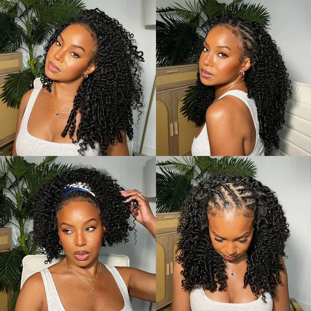 Vietnamese Burmese Curly Half Glueless Wigs Clip Ins Flip Over 3 IN 1 Burmese Curly Half Wig With Drawstring 100% Human Hair Wig
