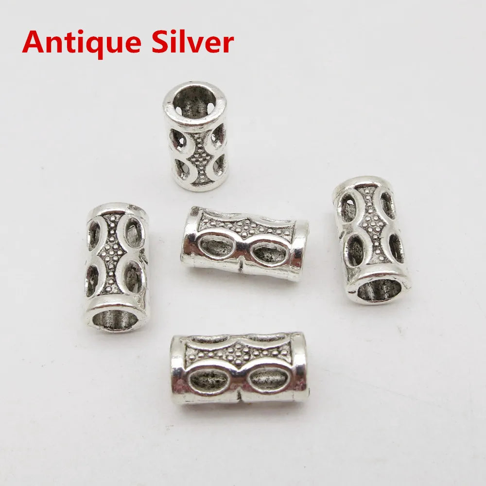 5Pcs-20pcs Silver/Gold/Bronze/Red Copper viking hair braid dread beard dreadlock beads tube rings