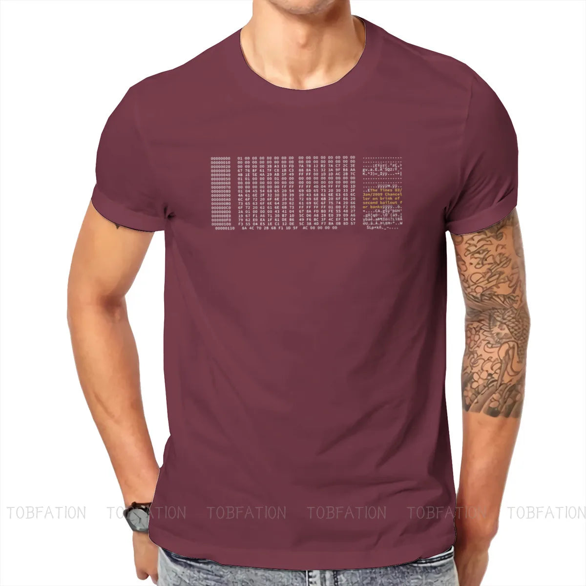 Genesis Block Bitcoin Cryptocurrency Meme T Shirt Vintage Grunge Oversized O-Neck TShirt Big sales Harajuku Men's Clothing