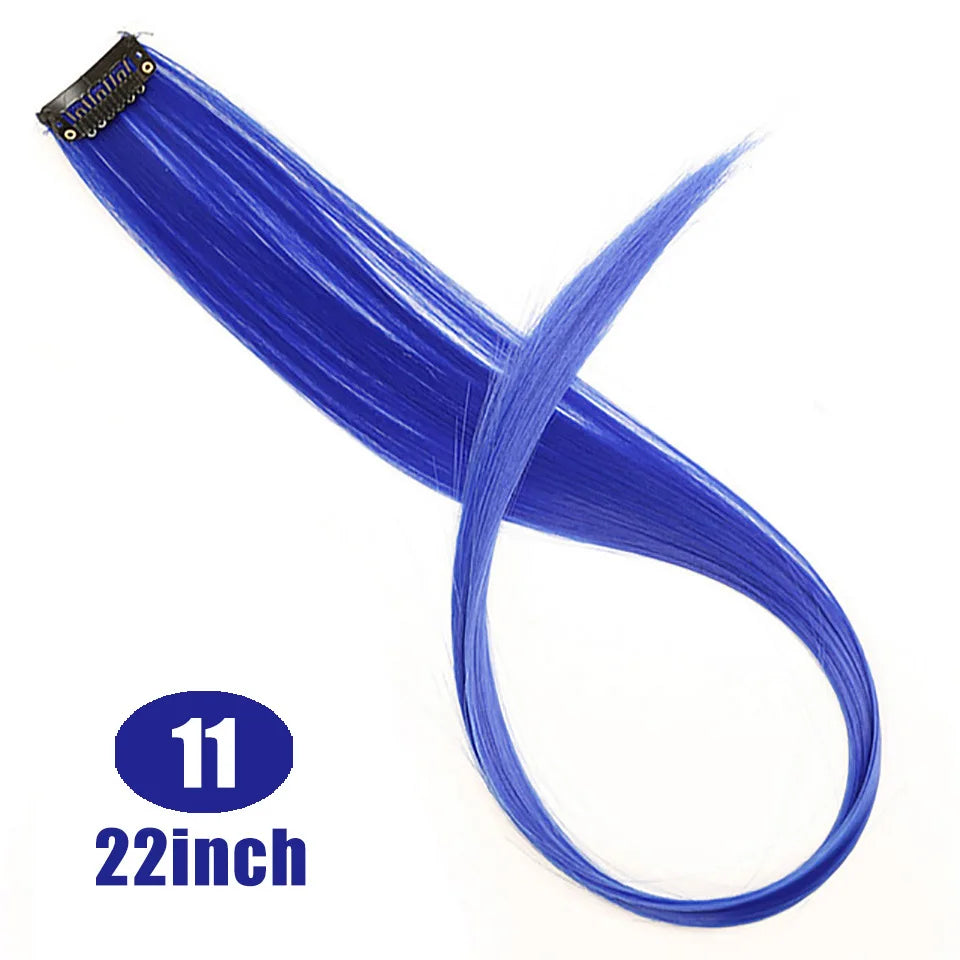 Lupu Synthetic Long Straight Rainbow Highlight Colored Hair Extensions Clip In Fake Hair Pieces For Women Heat Resistant