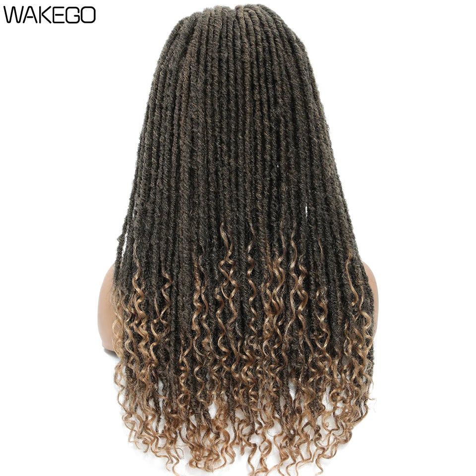 Wakego Long Dreadlocks Wig For Women Goddess Braid Headband Wig Soft Faux Locs Wigs Synthetic Braiding Crochet Twist Hair Wigs