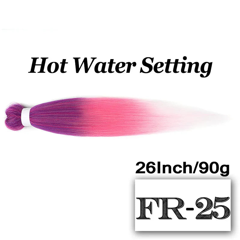 Pre-stretched Braiding Hair 26Inch 90G Synthetic Jumbo Hair Extensions for Crochet Braids DIY Pink Peach Red Yellow Fake Hair