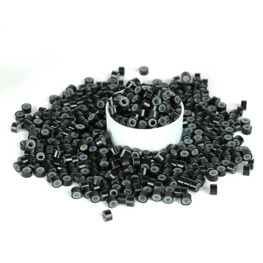 Microring Hair Extensions 500pcs 5mm 2mm Professional Hair Staples Tools Micro Ring Silicone Bead Microlink Feather Optional