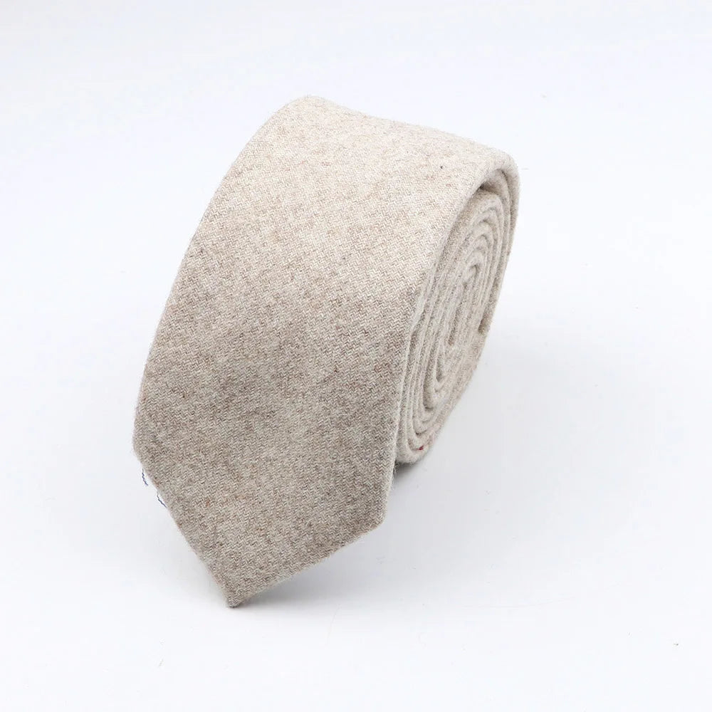 Thick Cashmere Wool Gentleman Solid Color Necktie 7CM Formal Wedding Party Europen Style Red Brown Green Gray Clothing Tie Gift