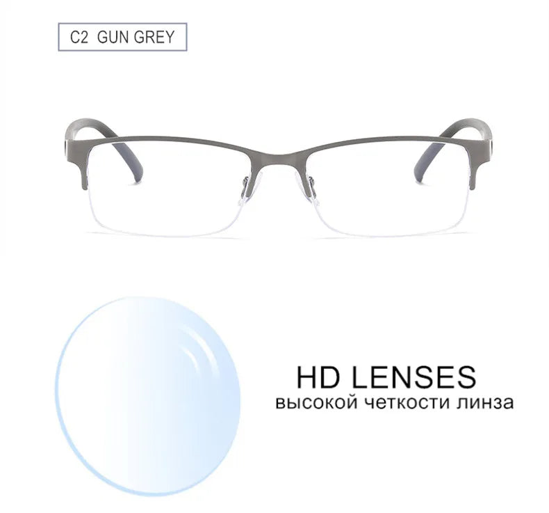 Myopia Prescription Glasses -0.5 TO -10 Men Women Business Half Frame Anti Blue Ray Photochromic Shortsighted Spectacles F518