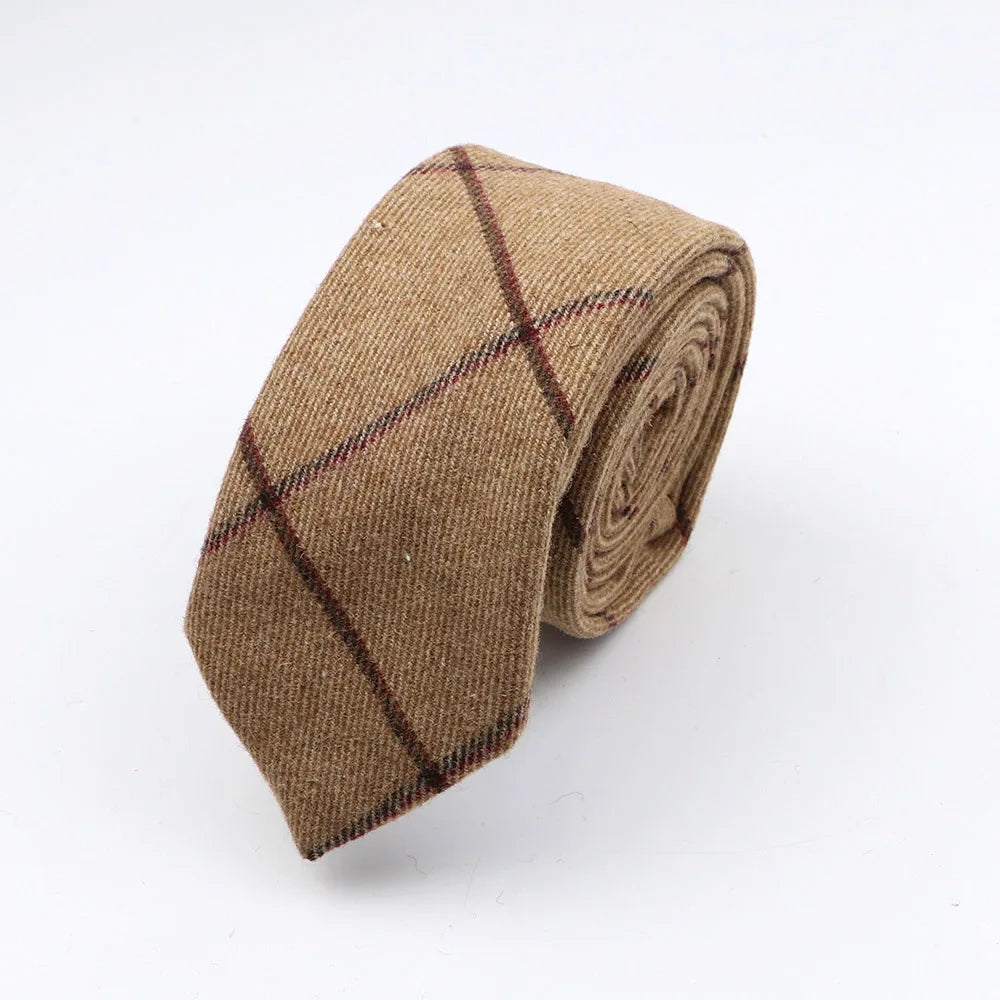 Thick Cashmere Wool Gentleman Solid Color Necktie 7CM Formal Wedding Party Europen Style Red Brown Green Gray Clothing Tie Gift