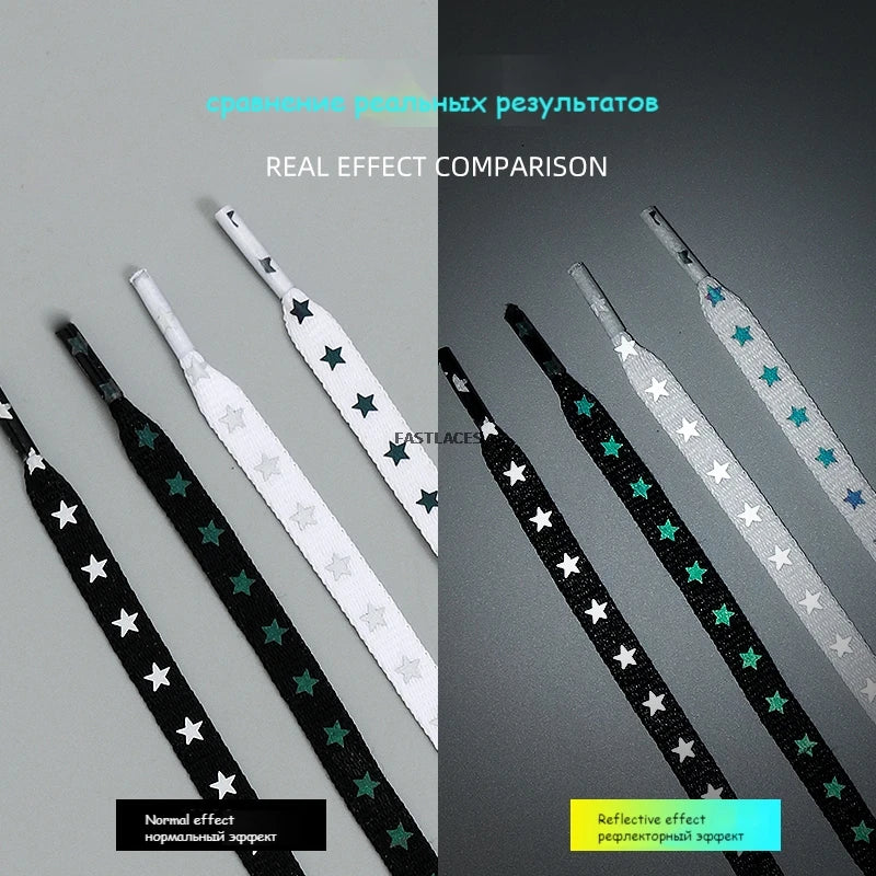 1Pair 3M Reflective Shoelaces AF1 Sneakers Shoe laces Vibrant Colorful reflective Shoelace Flat Luminous Laces Shoes Accessories
