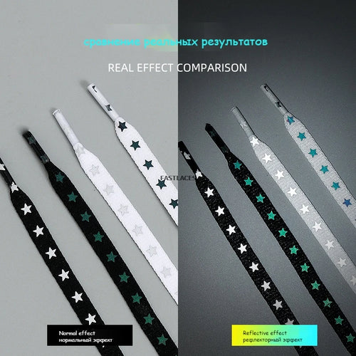 1Pair 3M Reflective Shoelaces AF1 Sneakers Shoe laces Vibrant Colorful reflective Shoelace Flat Luminous Laces Shoes Accessories