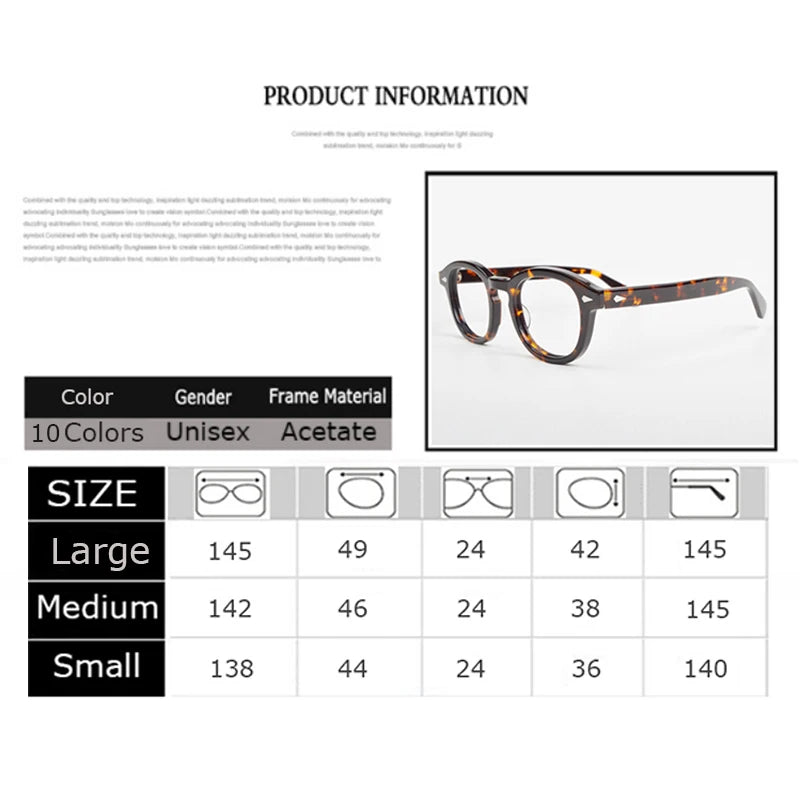Optical Eyeglasses Frame Men Women Johnny Depp Vintage Glasses Computer Acetate Spectacle Frame For Male Clear Lens