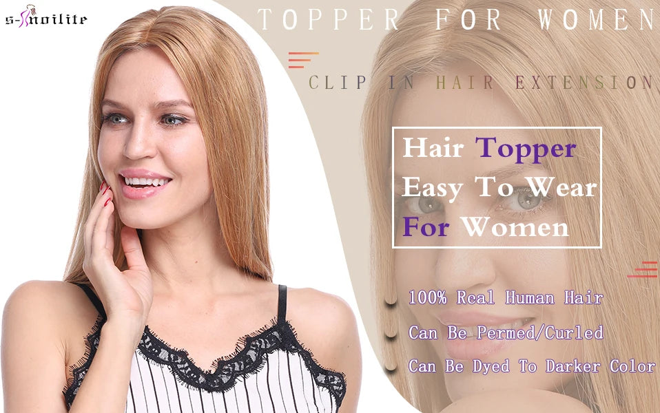 S-noilte 7x13cm Real Hair Toppers Silk Base Natural Hair Wig 100% Human Hair Prosthesis woman Brown Wigs Clip In Hair Extensions
