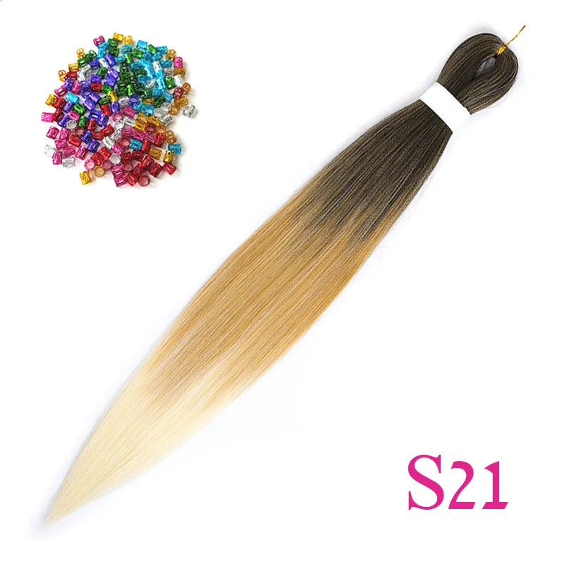 Easy Crochet Braids Ombre Hair Extensions Bundles Yaki Straight EZ Braiding Pre Stretched Synthetic Braid For African Women 6pcs