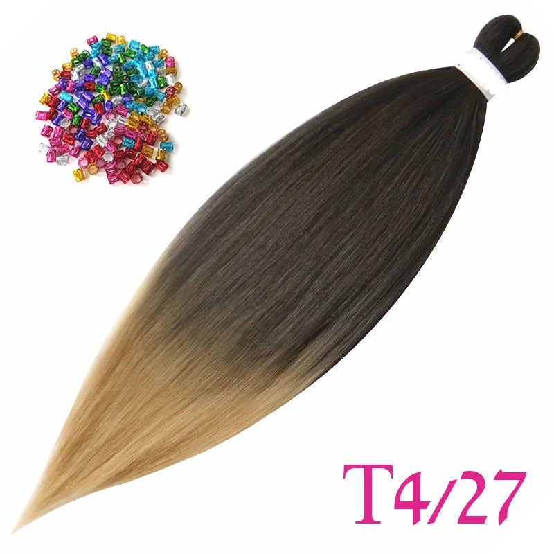 Easy Crochet Braids Ombre Hair Extensions Bundles Yaki Straight EZ Braiding Pre Stretched Synthetic Braid For African Women 6pcs