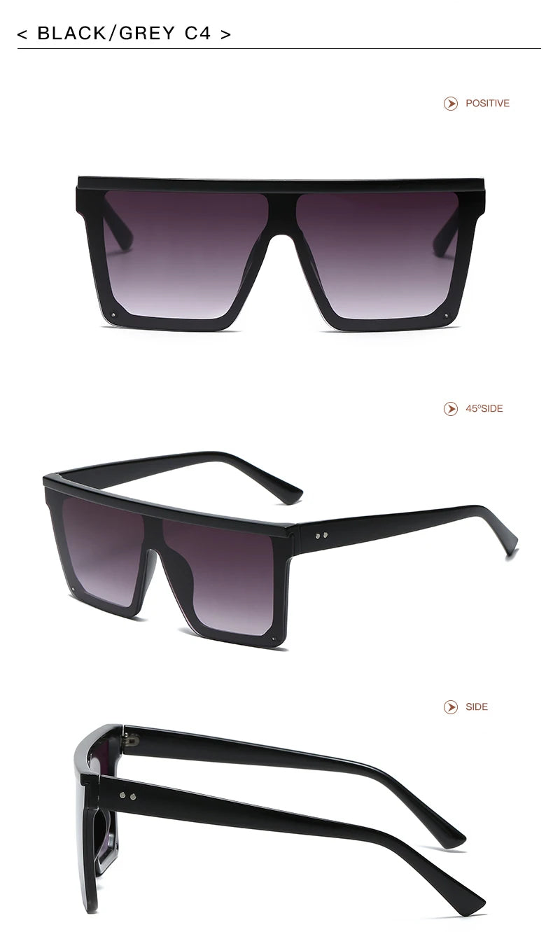 Oversized Square Sunglasses for Women Men Fashion Siamese Lens Style Flat Top Shield Shades