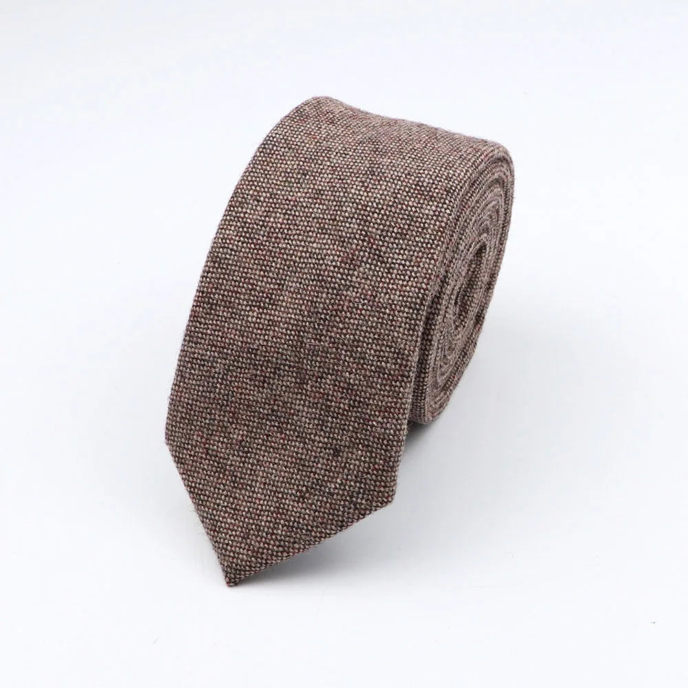 Thick Cashmere Wool Gentleman Solid Color Necktie 7CM Formal Wedding Party Europen Style Red Brown Green Gray Clothing Tie Gift