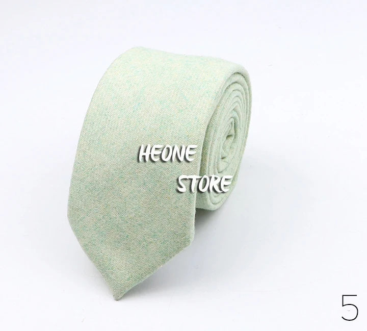 Thick Cashmere Wool Gentleman Solid Color Necktie 7CM Formal Wedding Party Europen Style Red Brown Green Gray Clothing Tie Gift