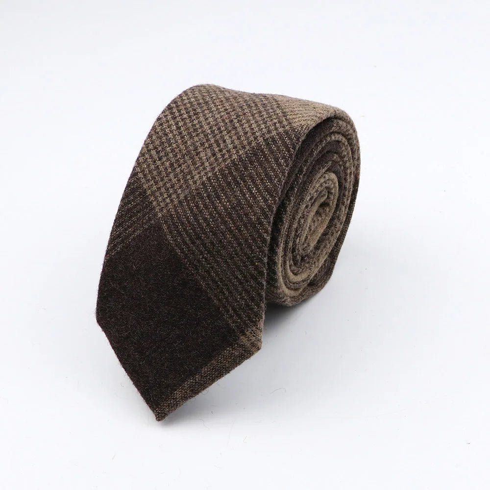 Thick Cashmere Wool Gentleman Solid Color Necktie 7CM Formal Wedding Party Europen Style Red Brown Green Gray Clothing Tie Gift