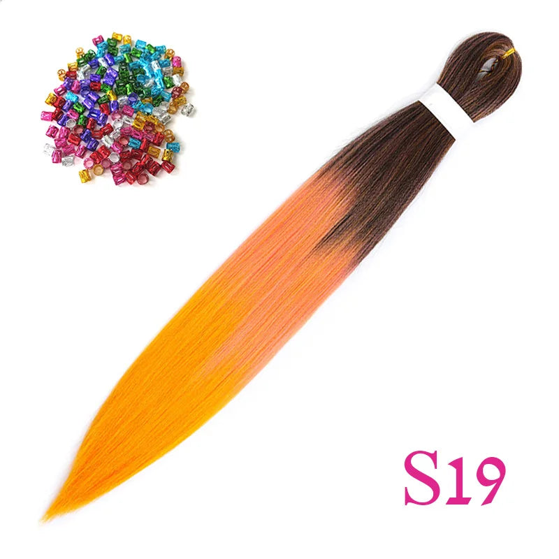 Easy Crochet Braids Ombre Hair Extensions Bundles Yaki Straight EZ Braiding Pre Stretched Synthetic Braid For African Women 6pcs