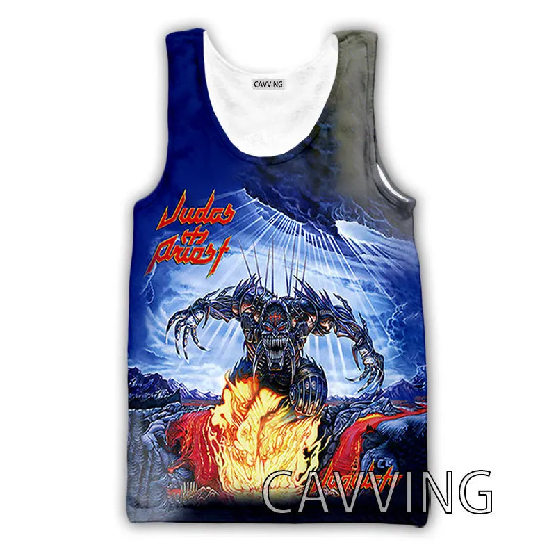 CAVVING 3D Printed  Judas Priest  Rock  Band Tank Tops Harajuku  Vest  Summer Undershirt Shirts Streetwear for Men/women