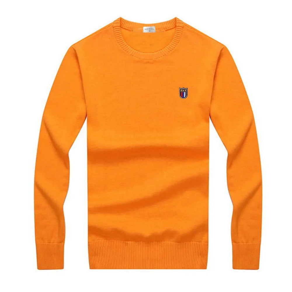 2022 New High Quality Knit ew Design Spring Autumn 100% Cotton Pullover Sweaters Male Casual Solid Color Jumper Pull Homme 8507