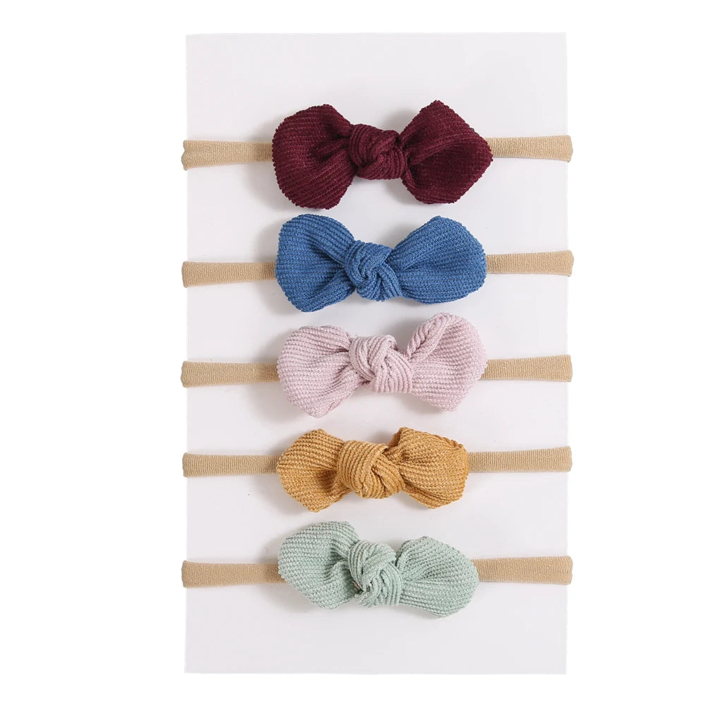 5Pcs/Lot Baby Headband for Baby Girls Soft Nylon Elastic Solid Color Hairband Print Hair Bow Kids Headwear Baby Hair Accessories
