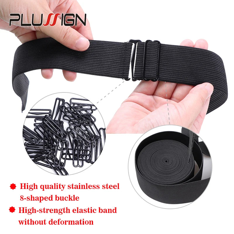 3Pcs 5Pcs Adjustable Elastic Band For Wigs Sewing Black Wig Band 2.5Cm, 3Cm, 3.5Cm Width Wig Accessories Wig Fixed Material