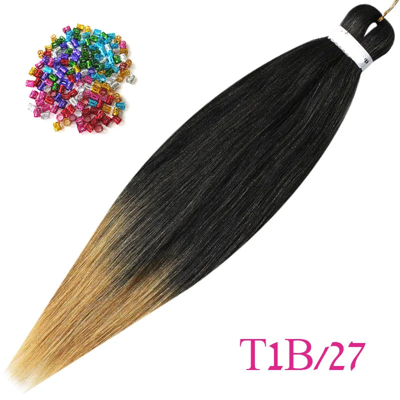 Easy Crochet Braids Ombre Hair Extensions Bundles Yaki Straight EZ Braiding Pre Stretched Synthetic Braid For African Women 6pcs