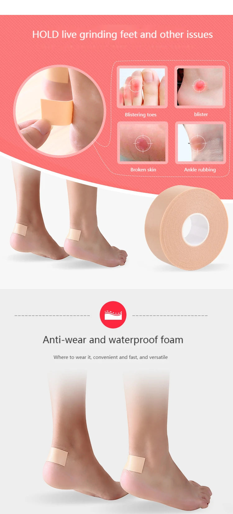 5M Gel Heel Cushion Protector Foot Feet Care Women Shoe Pads Insert Insole Sticker Useful Heel Protector Cushion Tapes