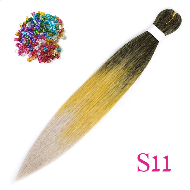 Easy Crochet Braids Ombre Hair Extensions Bundles Yaki Straight EZ Braiding Pre Stretched Synthetic Braid For African Women 6pcs