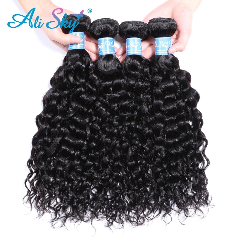 Alisky Hair Water Wave Bundles Brazilian Hair Natural Weave Bundles Hair Extensions Human Hair Bundles For Black Women 1/3/4 PC