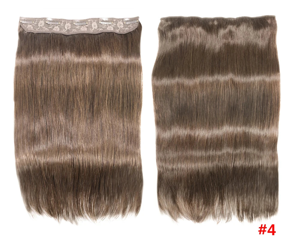 Clip In One Piece Human Hair Extensions 100% Straight Brazilian Human Remy Hair Natural Color Light Blond Ombre Dark Brown 613#