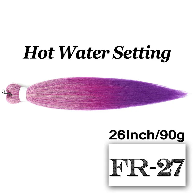 Pre-stretched Braiding Hair 26Inch 90G Synthetic Jumbo Hair Extensions for Crochet Braids DIY Pink Peach Red Yellow Fake Hair