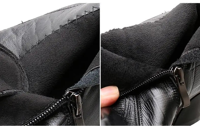 GKTINOO New Ankle Boots Women Pointed Toe Thick Heels Genuine Leather Shoes Short Boots Soft Sole Footwear Plus Size 35-43